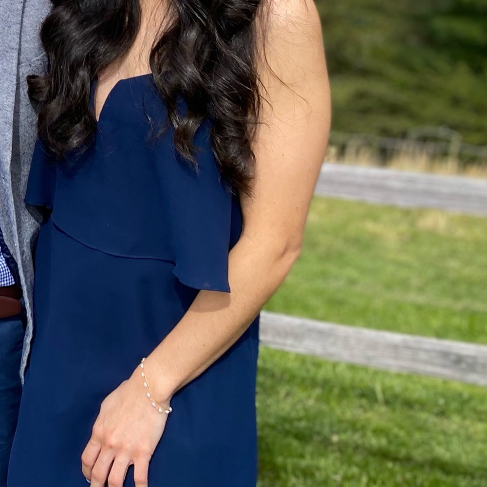 Hayley Paige Occasions Navy Chiffon Gown